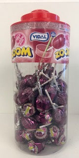 Vidal Wrapped Zoom Lollies Cola Filled With Bubblegum Flavour Jar 1 x 50pk
