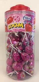 Vidal Wrapped Zoom Lollies Strawberry Flavour Jar 1 x 50pk