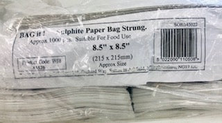 RPS White Paper Sulphite Strung Bags 8.5