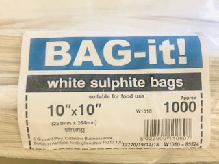 RPS White Paper Sulphite Strung Bags 10