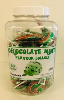 Stantons Wrapped Chocolate Mint Rock Lollies Jar 1 x 50pk