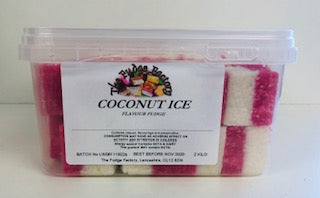 Fudge Pink & White Coconut Ice Fudge Bulk Tub 1 x 2kg
