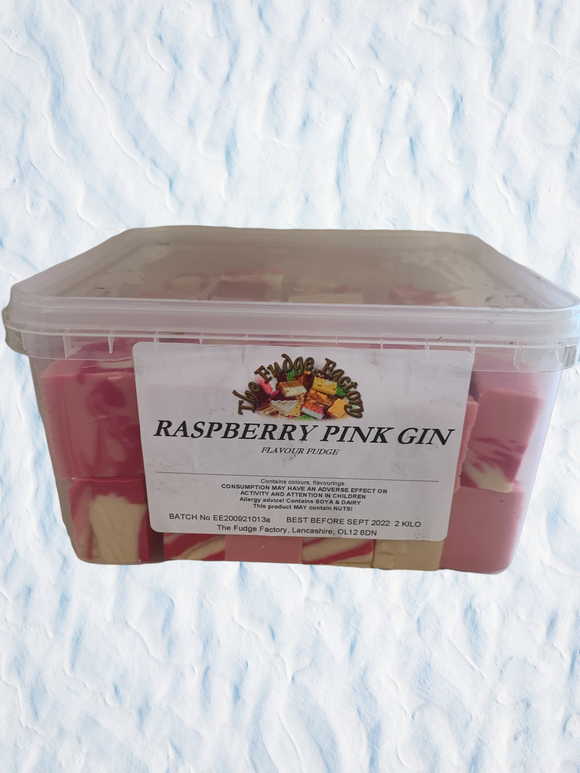 Fudge Factory Raspberry Pink Gin Fudge Bulk Tub 1 x 2kg