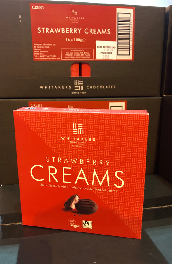 Whitaker's Chocolate Dark Strawberry Creams Box 16 x 100g = 68p Per Box