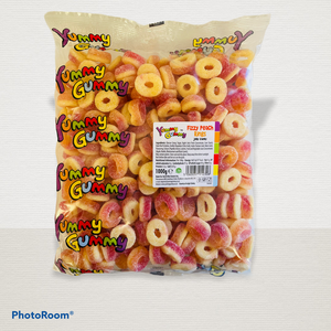 Yummy Gummy Fizzy Peach Rings 1kg Bag