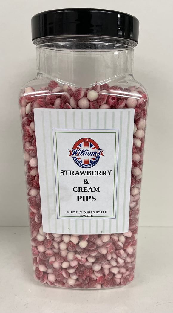 Mitre Confectionery Strawberry And Cream Pips Jar 1 x 2.75kg