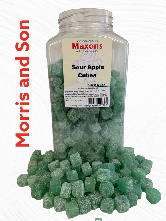 Maxons Sour Apple Cubes (1 x 3.4kg) Jar