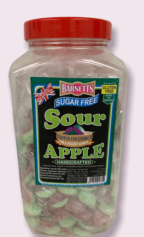 Barnetts Sugar Free Sour Apple Jar 1 x 3kg = 80p Per 100g