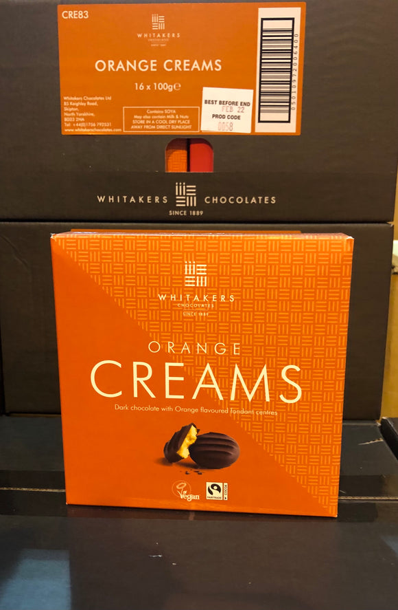 Whitaker's Chocolate Dark Orange Creams Box 16 x 100g = 68p Per Box