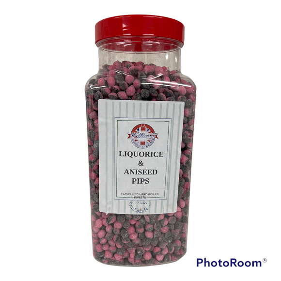 Mitre Confectionery Liquorice & Aniseed Pips Jar 1 x 2.75kg