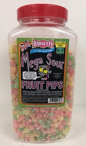 Barnetts Mega Sour Fruit Pips  Jar 1 x 3kg = 60p Per 100g