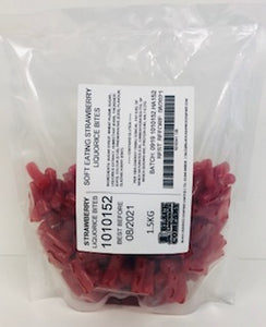 Black Liquorice Company Soft Eating Red Strawberry Liquorice Bites 1 x 1.5kg = 70p Per 100g