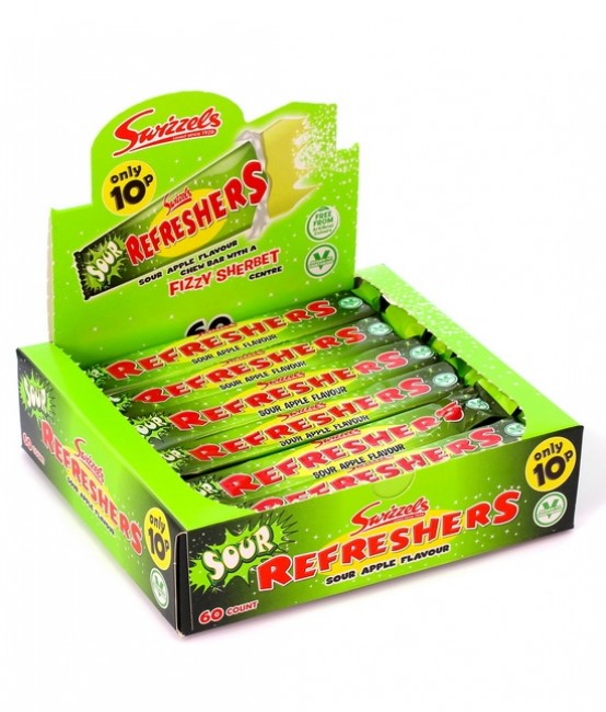 Swizzels Matlow Sour Apple Refresher Bars 60 x 18g