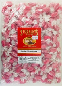 Stockley's Sherbet Strawberries 3kg Bag = 37p Per 100g
