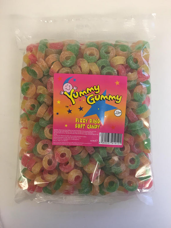 Yummy Gummy Fizzy Rings 1kg Bag