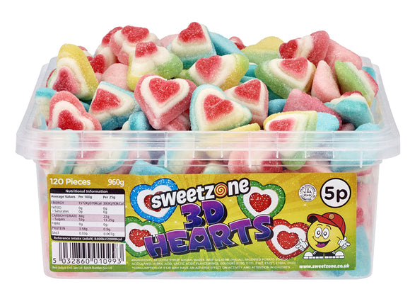 Sweetzone 5p 3D Hearts Tub 120pk