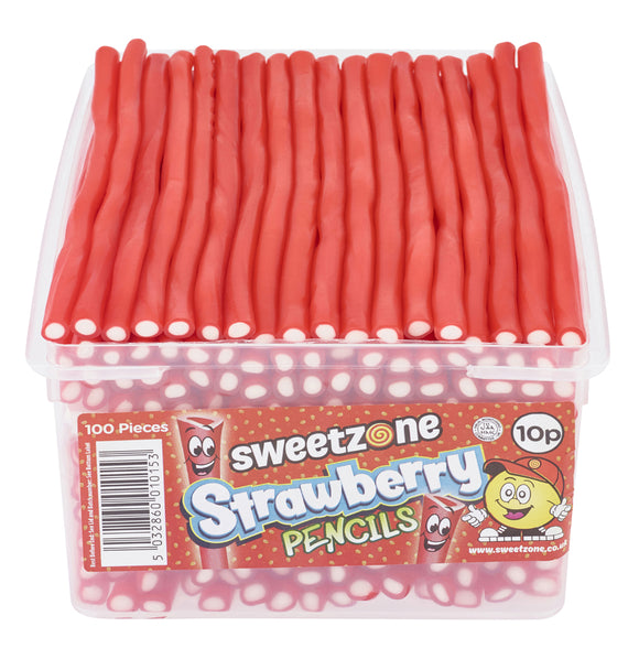 SweetZone Strawberry Pencils 100 x 10p Tub