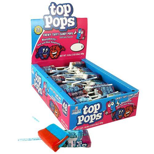 Top Pops Blazpberry Taffy Lollies 48 x 10g